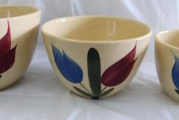 Watt 9 In., 7 1/2 In. & 6 1/2 In. Tulip Pattern Bowls