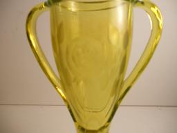 Antique Vaseline Uranium Tropy Vase