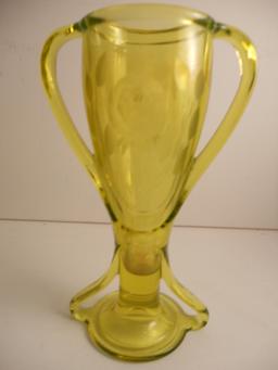 Antique Vaseline Uranium Tropy Vase