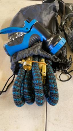 Lot of 2 collapsible water hoses w/ nozzles