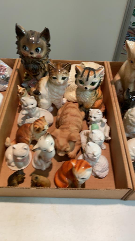 3 boxes of cat figurines