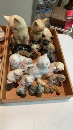 3 boxes of cat figurines