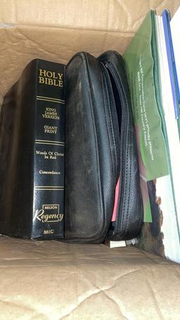 Box of Bibles & books