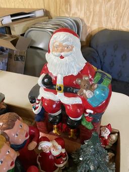 2 boxes of Christmas decor & Nativity scene