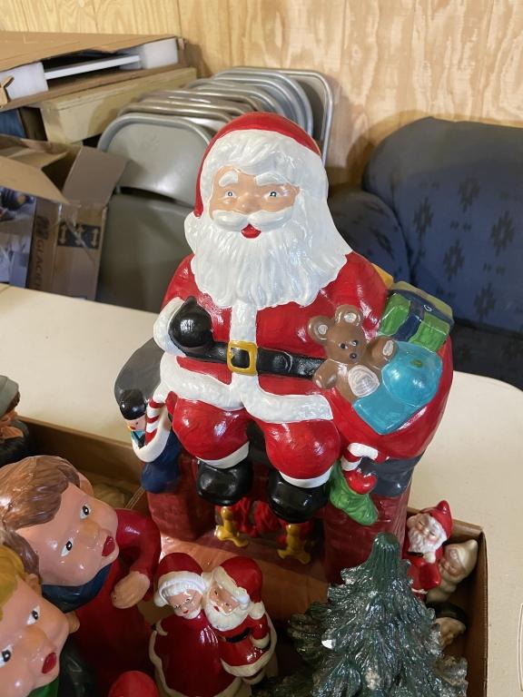 2 boxes of Christmas decor & Nativity scene