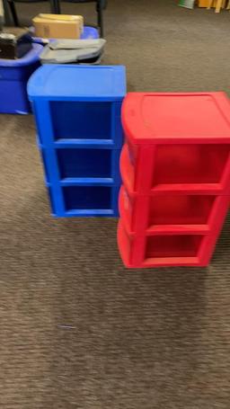 Blue & Red Sterilite 3 drawer carts