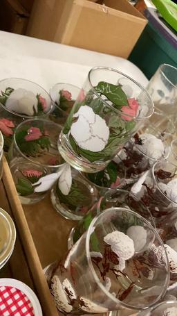 3 boxes of glasses & misc jars