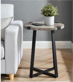 New 18” grey wash side table