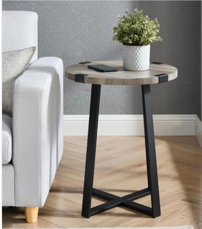 New 18” grey wash side table
