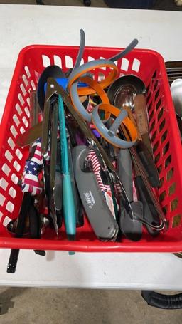 Lot of kitchen utensils & cookie sheet