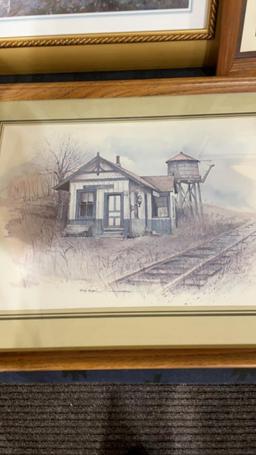 Misc framed artwork -old homes