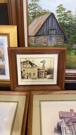 Misc framed artwork -old homes