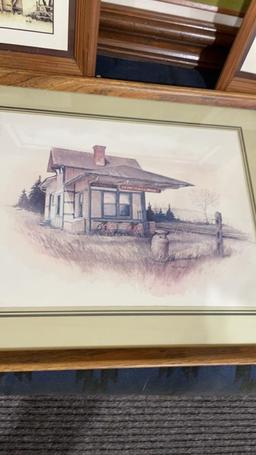 Misc framed artwork -old homes