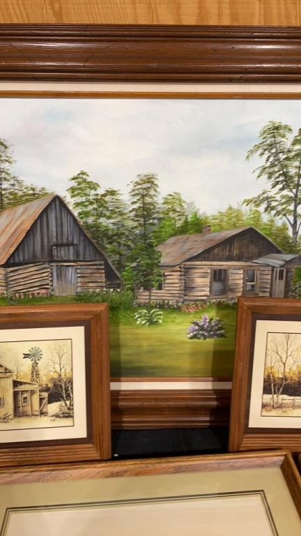 Misc framed artwork -old homes