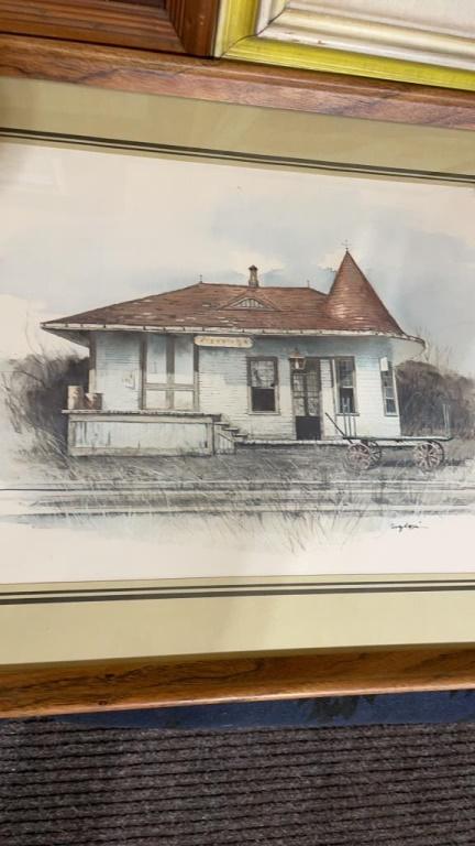Misc framed artwork -old homes