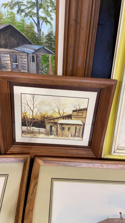 Misc framed artwork -old homes