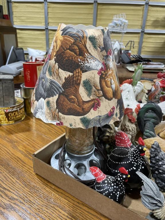 2 boxes of hen/rooster decor