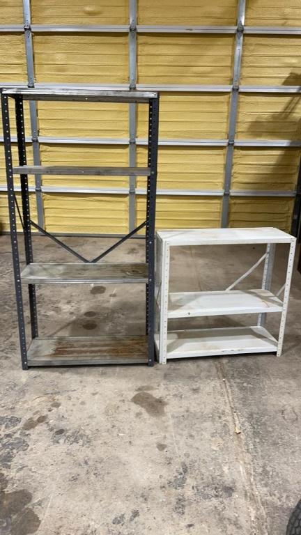 2 metal shelves