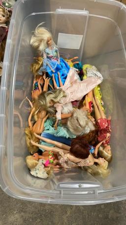 Box of misc Barbie dolls