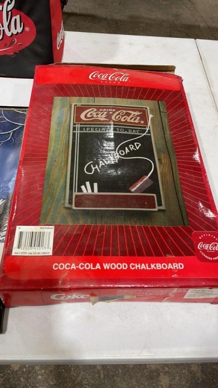 Coca-Cola framed print,chalkboard & cooler