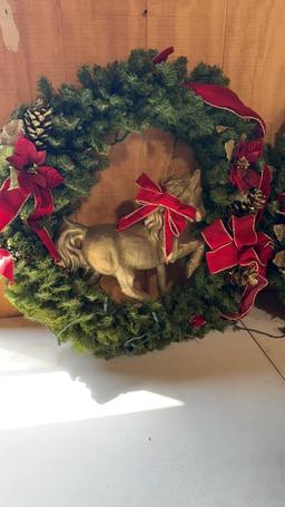 2–30” Christmas wreaths with lights