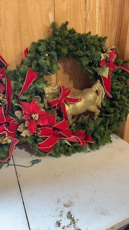 2–30” Christmas wreaths with lights