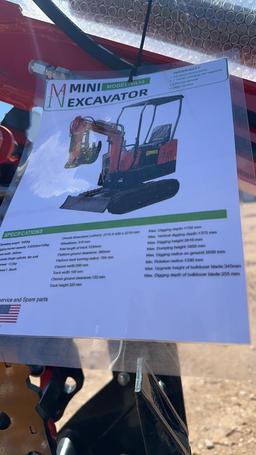 2024 Miva VA13 Mini Excavator Red