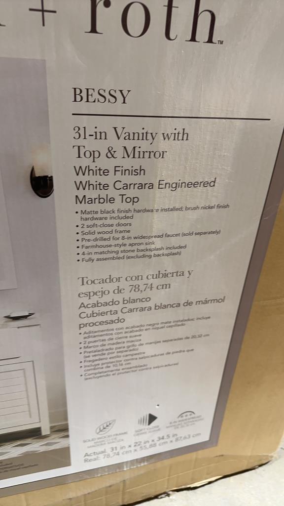 New 31in Vanity w/top, mirror & backsplash