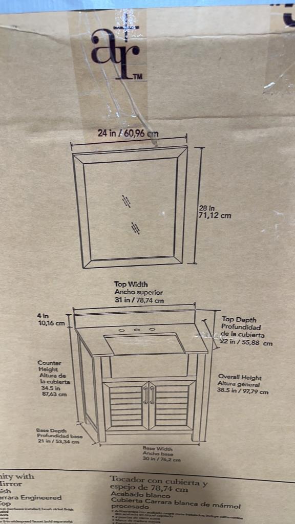 New 31in Vanity w/top, mirror & backsplash