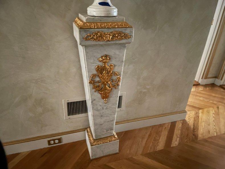 A Pair of Louis XVI Style Gilt Bronze Mounted Carrara Marble Pedestals 20th Century