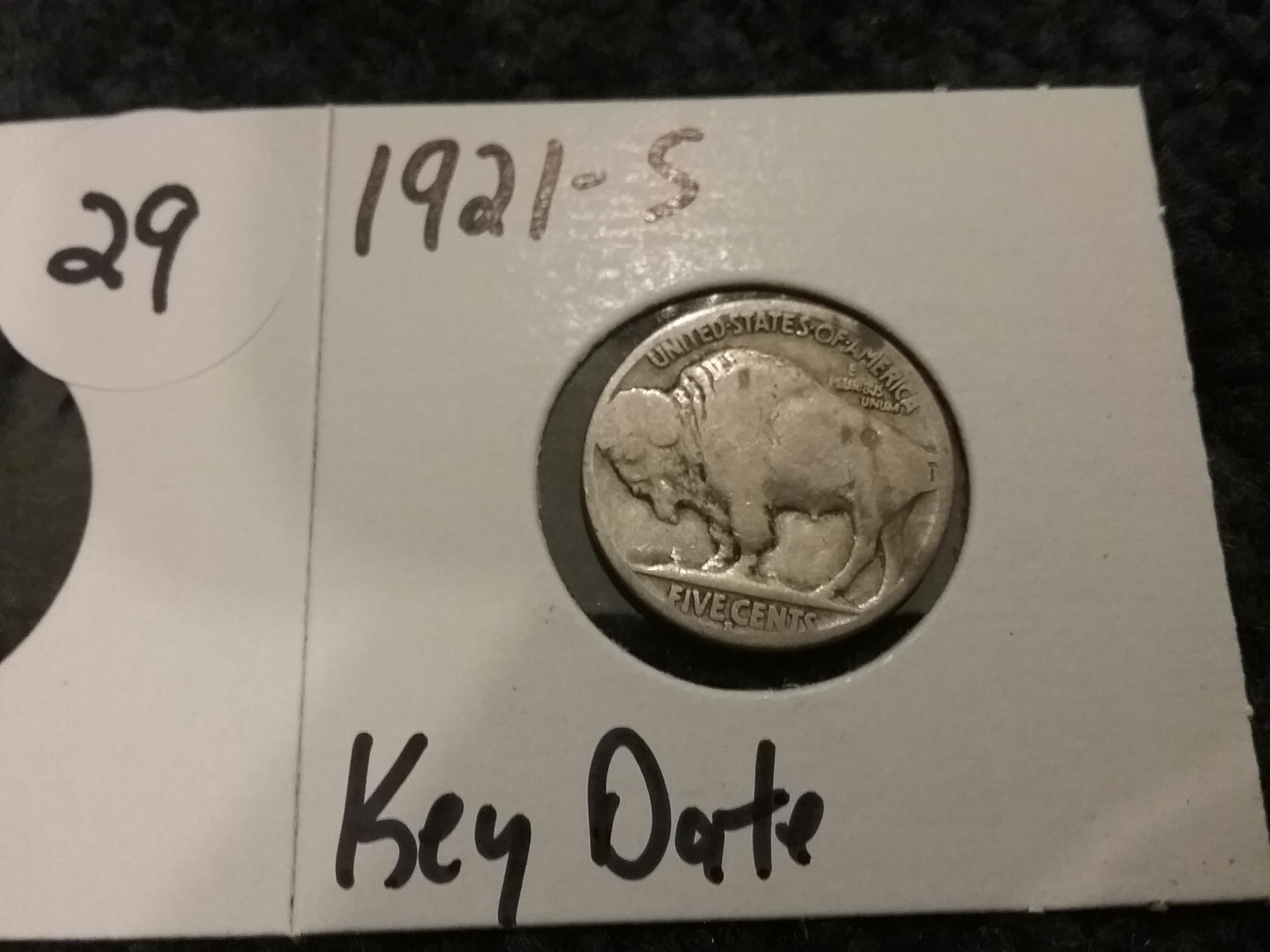 KEY DATE Buffalo Nickel  1921-S