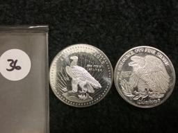 Two proof Silver one ounce rounds