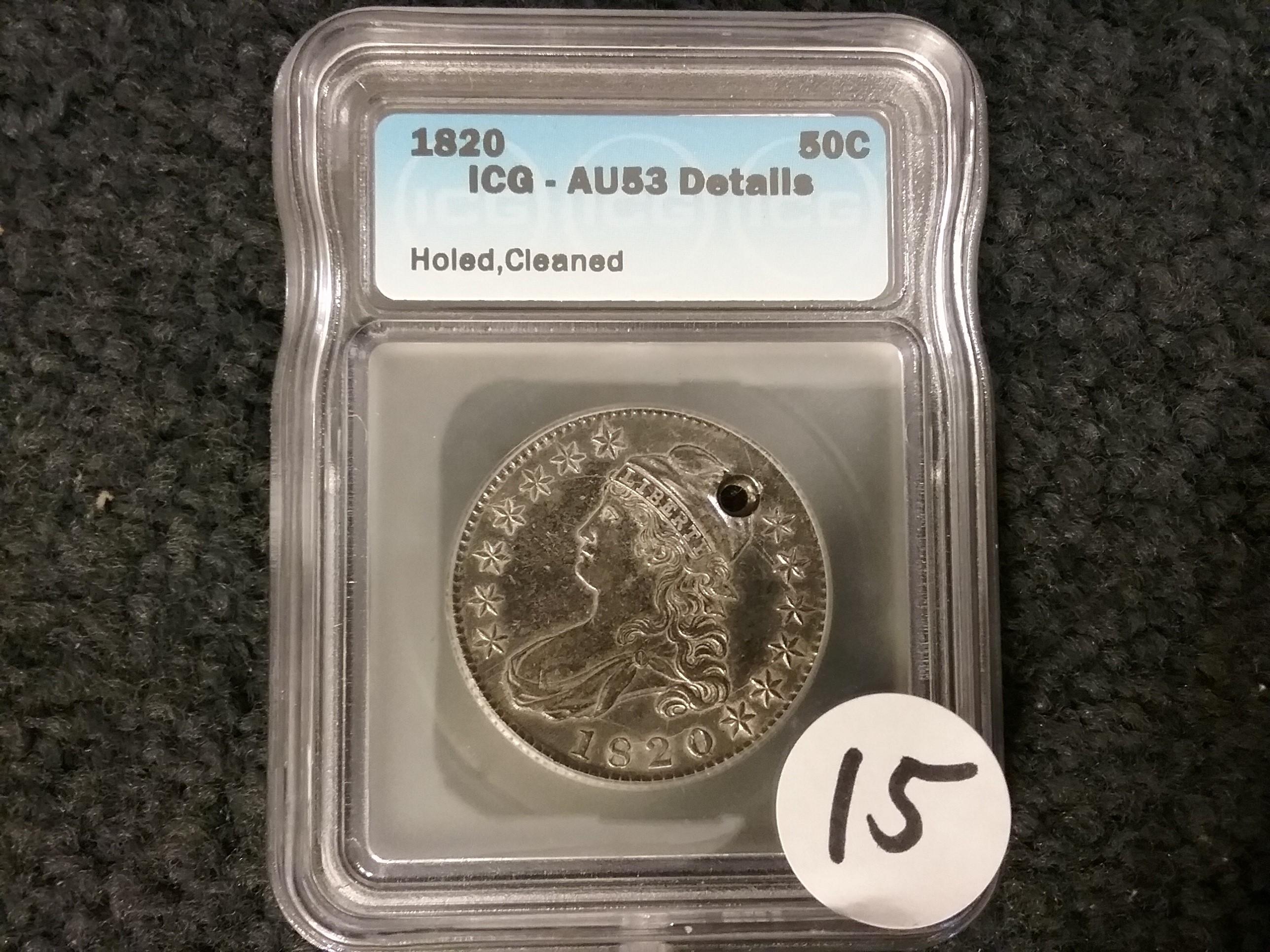 ICG 1820 Capped Bust Half Dollar AU-53 details