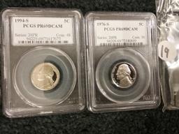 PCGS 1994-S and 1976-S Jefferson Nickels in Pr 69 DCAM