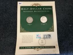 Kennedy Half Dollar Collection with Stamps