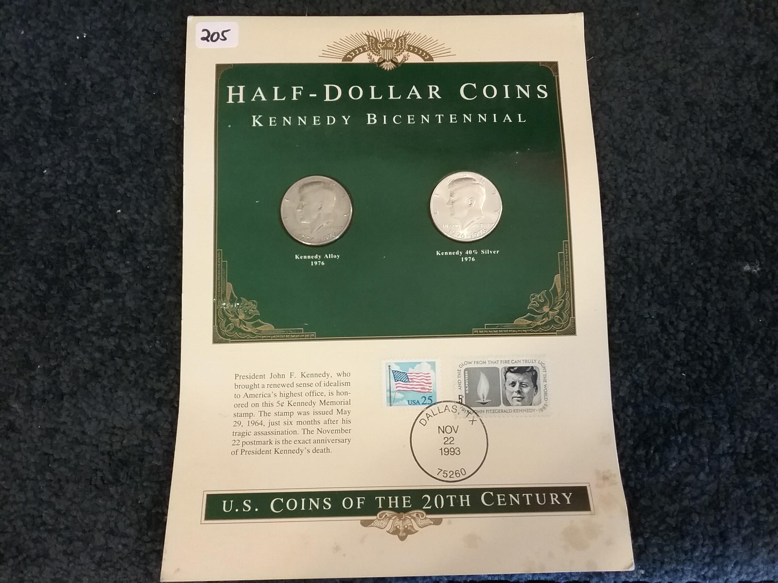 Kennedy Half Dollar Collection with Stamps