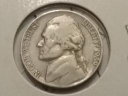 KEY Variety Coin 1939 Double Die Reverse Jefferson Nickel