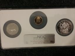 NGC 3-coin GOLD and Silver 1991 Mount Rushmore Coins