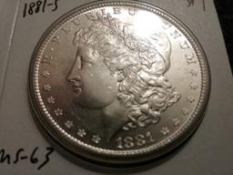 1881-S Morgan Dollar in MS-63 Prooflike