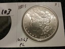 1881-S Morgan Dollar in MS-63 Prooflike