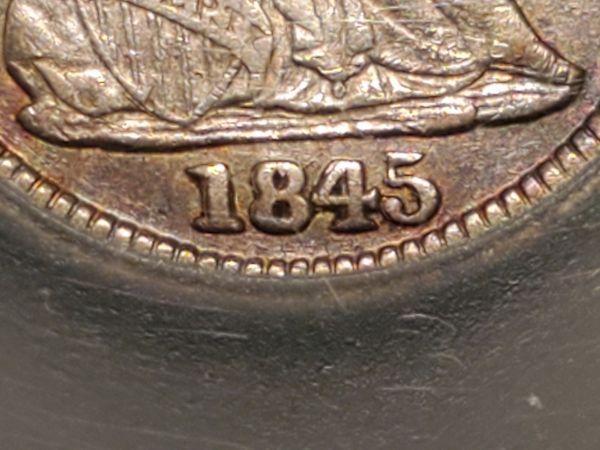 VARIETY! ICG 1845 Seated Liberty Half Dime Repunched Date