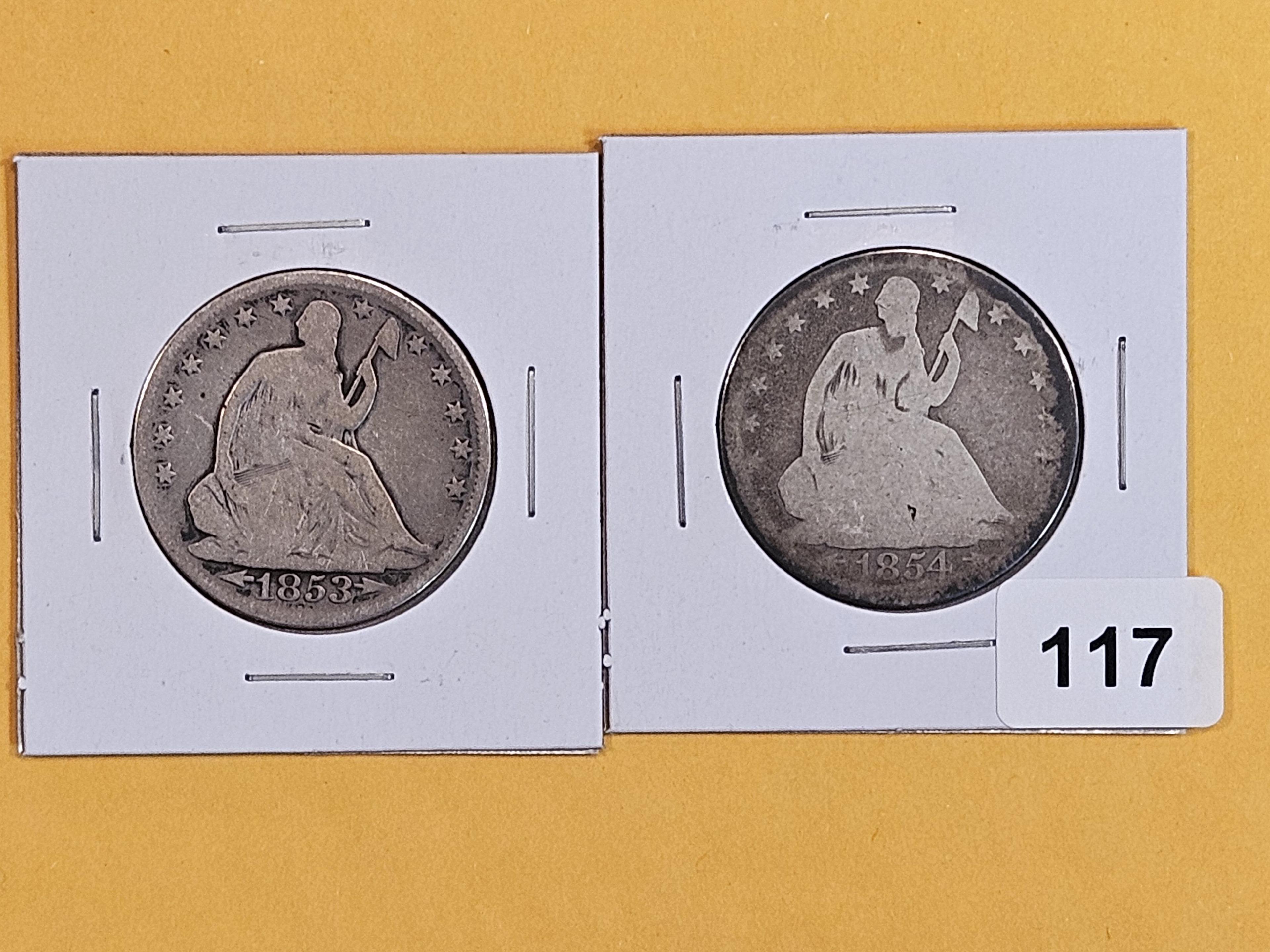 1853 and 1854-O Seated Liberty Half Dollars