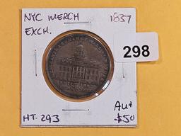 1837 Hard Times Token in About Uncirculated plus