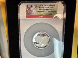 * Scarce! PERFECT! NGC 2014-P Australia Silver $8 Koala HIGH RELIEF in Proof 70 Ultra Cameo