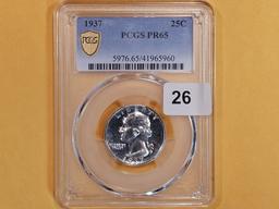 GEM! PCGS 1937 Washington Quarter in Proof 65