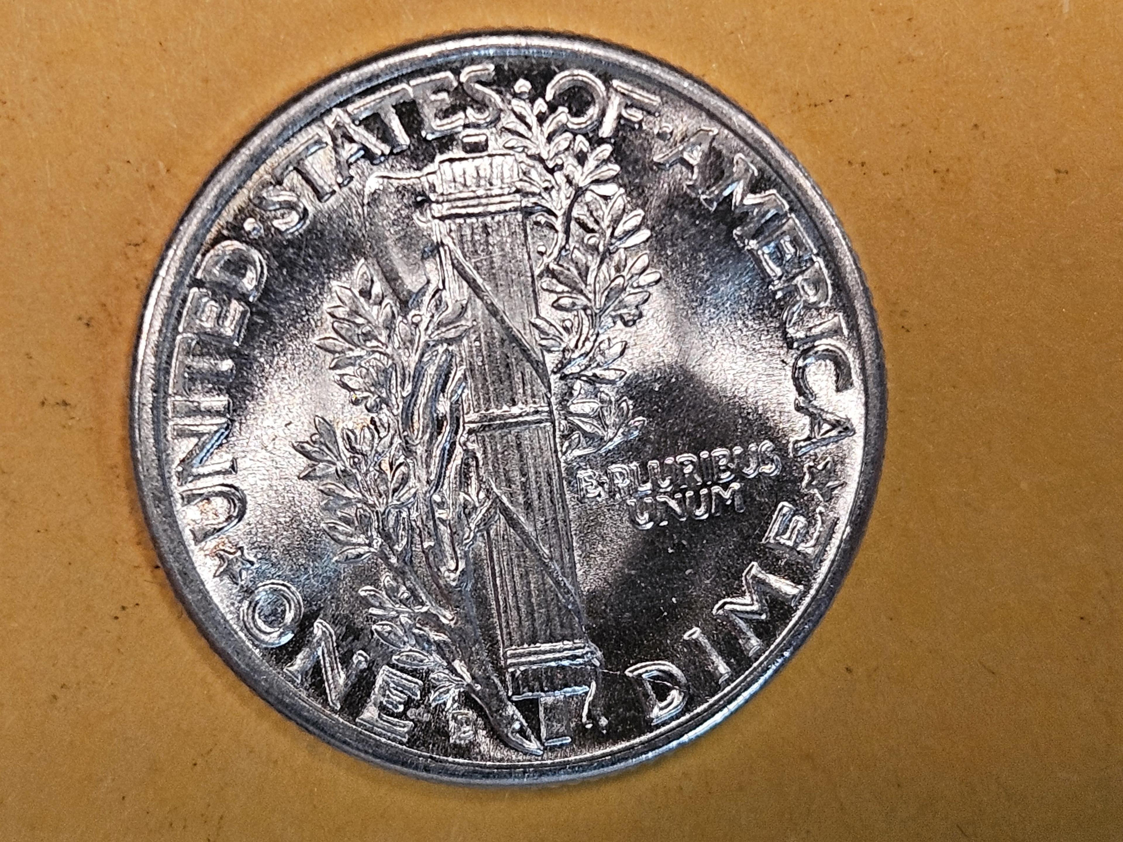 Superb GEM Brilliant Uncirculated 1943-D Mercury Dime FSB