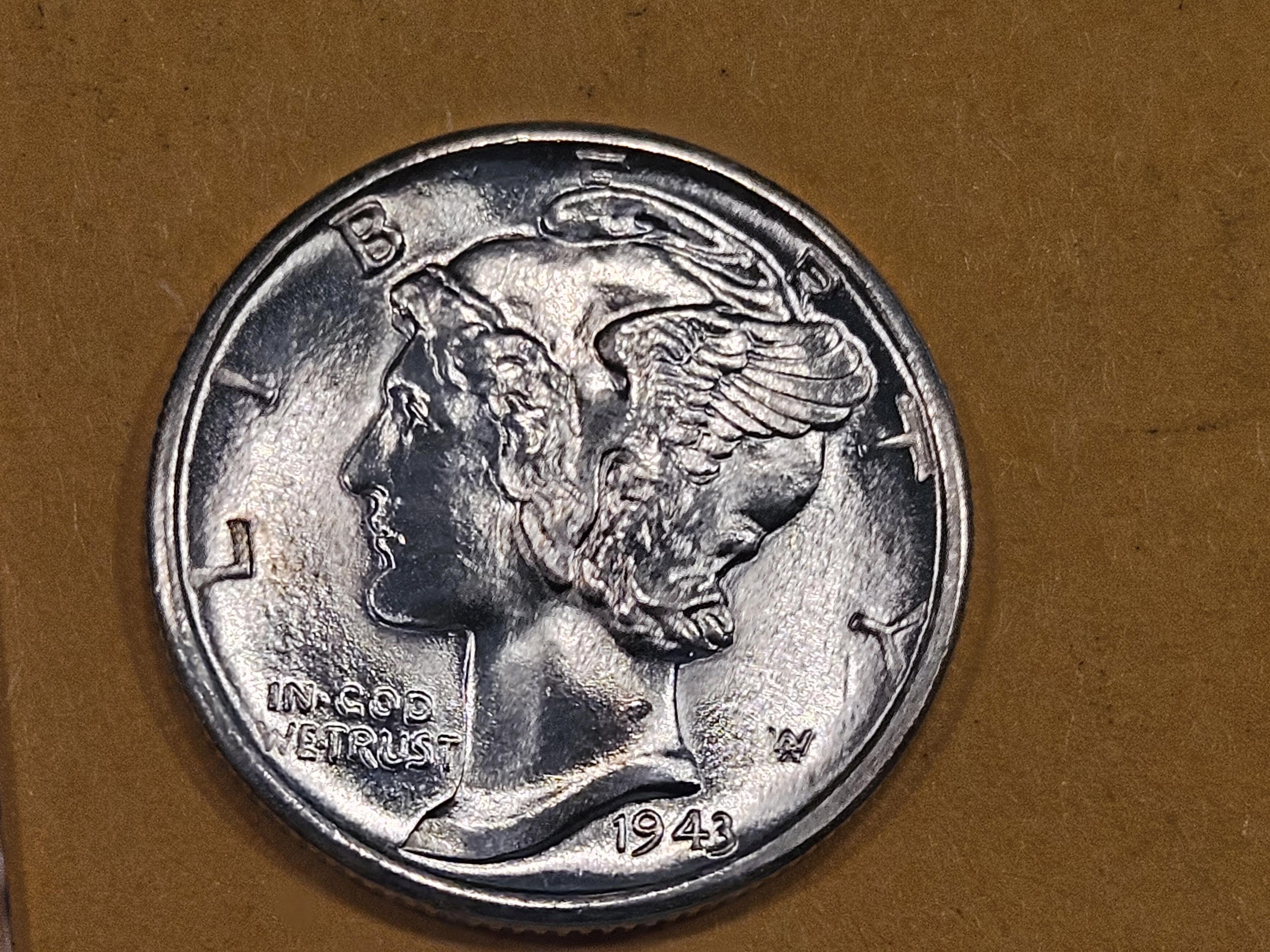 Superb GEM Brilliant Uncirculated 1943-D Mercury Dime FSB