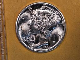 Superb GEM Brilliant Uncirculated 1943-D Mercury Dime FSB