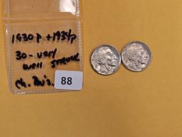 Two CHOICE Brilliant Uncirculated Buffalo Nickels