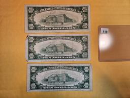 Three Ten Dollar Series 1934 FRNs